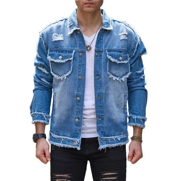 Street Stylish Holes Design ultra-thin mens denim jacket — compare prices at CompareOffers