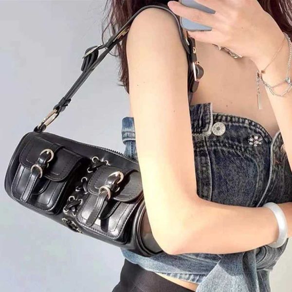 Vintage Y2K Hot Girls Underarm Bag Fashion Black Womens Shoulder Crossbody Bags Strappy Duffel HandbagsW251117