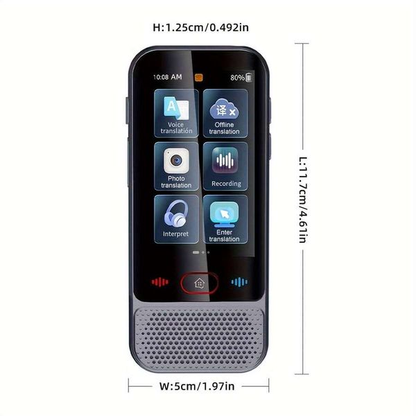 Two-Way Language Translation Device, Real-Time Photos Audio Transcription, 142 Languages Instant Online Translation, Supports 19 Offline Languages, Portable