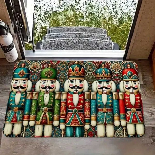 VIKAMA Christmas Nutcracker Non-Slip Door Mat - Indoor Welcome Rug for Living Room Bedroom Entrance Home DecorM251117