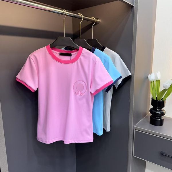 Women's T-Shirt Designer Round neck versatile horseshoe loop embroidered slim fit short sleeved T-shirt, Gray
Women's T-Shirt Designer Round neck versatile horseshoe loop embroidered slim fit short sleeved T-shirt, Gray