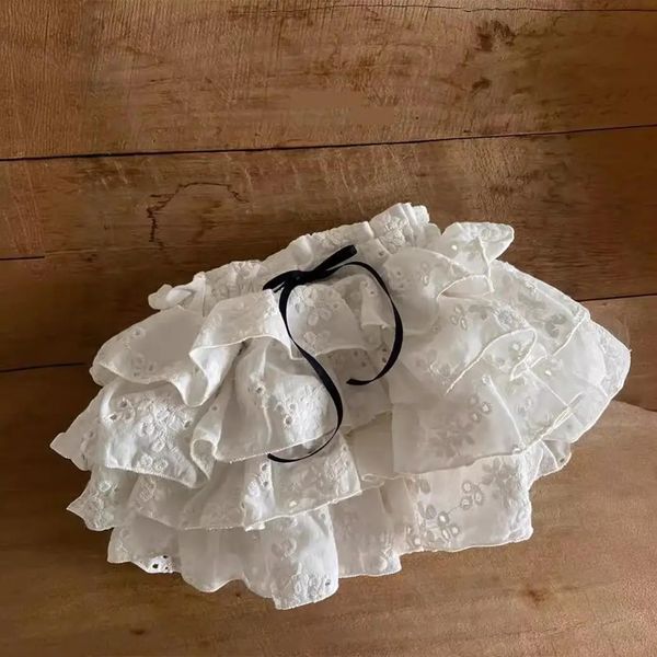 Summer Baby Girl Lace Embroidered Skirts born Toddler Layered Skirt Cotton Infant Girl Cute Bow Princess Skirts