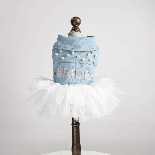 Sweet Girl Costumes For Dogs Denim Coat Jacket With White Skirt Pet Oufit For Puppy Small Animal French Bulldog Yorkie Cat DressM251118