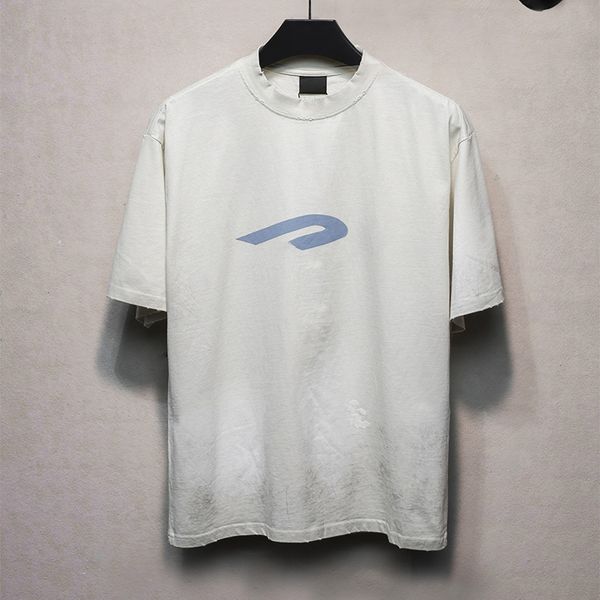 Men's T-Shirts Designer Mud dyed distressed print washed water edged short sleeved T-shirt for couples, A3 
Men's T-Shirts Designer Mud dyed distressed print washed water edged short sleeved T-shirt for couples, A3
