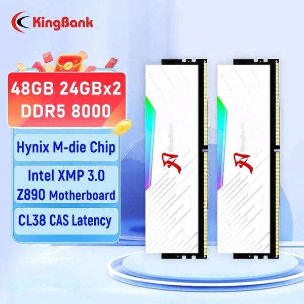 KingBank C38 RGB memoria ram DDR5 RAM Memory DDR5 RAM PC 24GBX2 8000MHz RAM for Desktop gaming computer Hynix M die