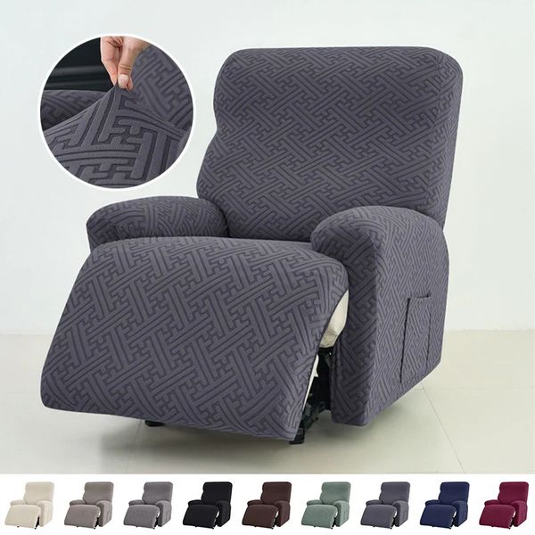 4Pcs/set Jacquard Recliner Sofa Cover Stretch Armchair Slipcovers Solid Color Non-Slip Couch Slipcovers for Home Office Decor 251112