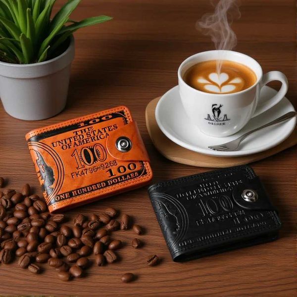 Retro Mens Wallets With 100 US Dollar Pattern Wallet Male PU Leather Wallet Car…