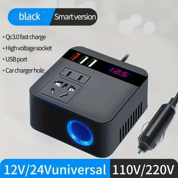 Car Inverter DC12V/24V to DC110V/220V 150W LED Display Sockets Power Inverter Adapters Fast Charging Automobiles Inverters 250417