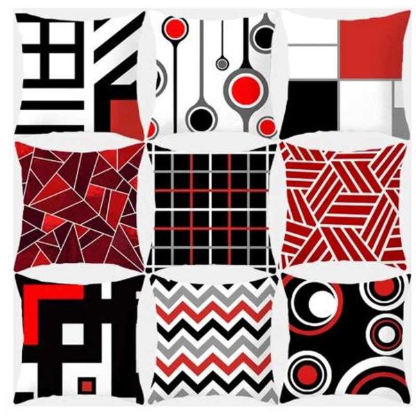 Red Geometric Cushion Polyester Decorative Throw Fashion — compare prices at CompareOffers