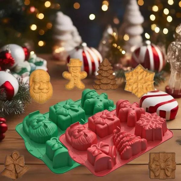 FoodGrade Silicone Candy Mold with 3D Christmas ns Tree Gingerbread Man Snowman Santa Bells for Baking Chocolate Cookies 251103