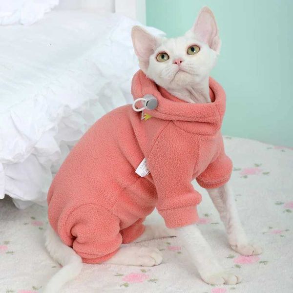 New Cat Clothes With Hooded Winter Warm Sports Outfit Sphynx Cat Hoodies Pullover Sphinx Fleece Clothes Cat Suppliesm251120-image