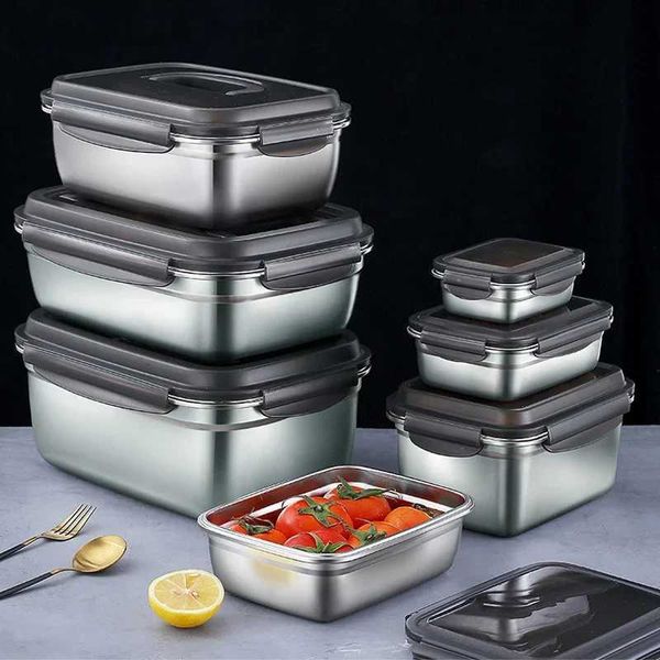 1x 304 Stainless Steel Lunch Bento Box Family Refrigerator Food Storage Containers Portable Outdoor Lunch Boxes 7 Sizes ChoiceM251121
