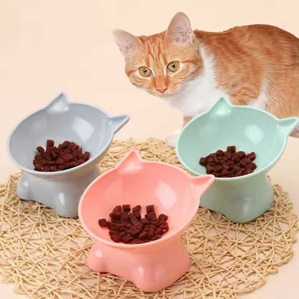 Nordic style pet bowl cervical vertebra protection cat bowl anti-tip plastic inclined mouth cat bowl pet suppliesM251121