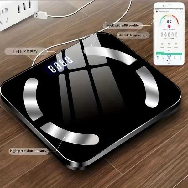 1pc Smart Charging Body Weight Scale - Digital Bathroom Scale with App Connectivity for Accurate Weight Measurement and TrackingM251121