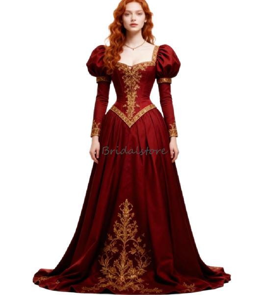 Women's Medieval Red Evening Dress