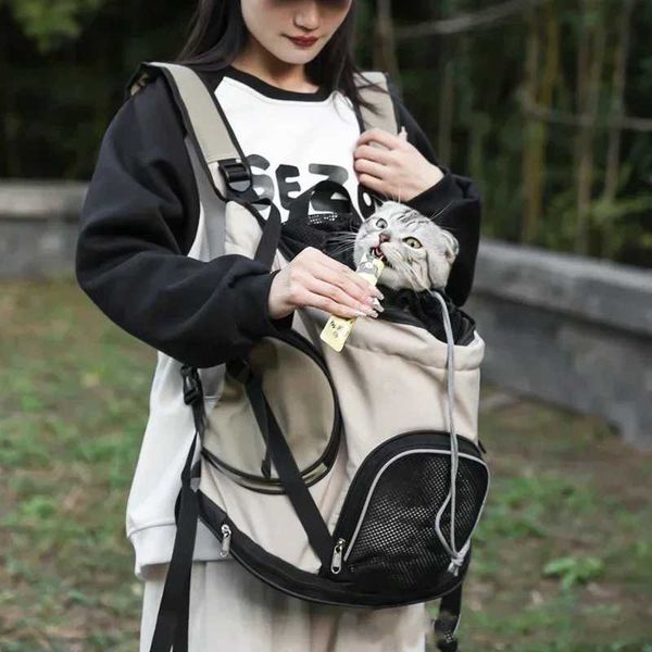 Solid Color Large Capacity Lightweight Cat Bag Go Out Portable Pet Bag Carrier Breathable Oxford Cloth Portable Pet BackpackM251122
