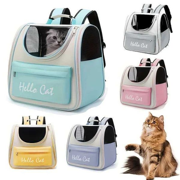 Large capacity collapsible pet backpack with zip closure handle and mesh vent perfect for cats and small dogs travelingM251129