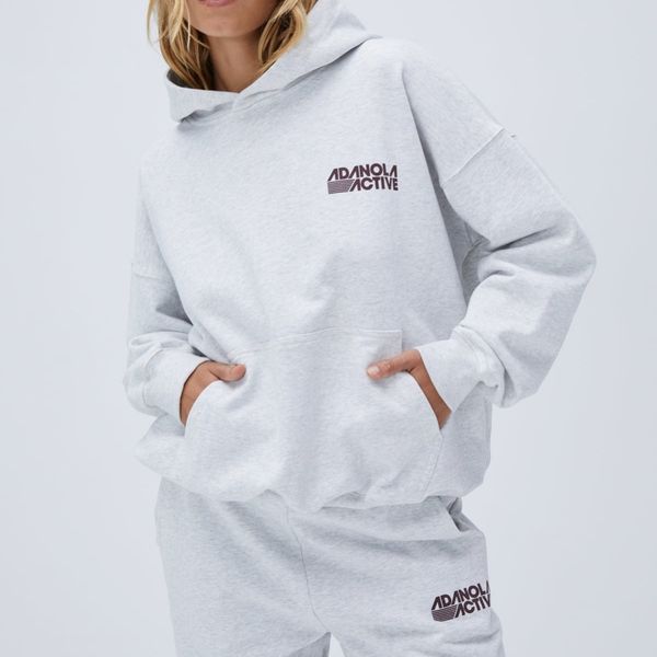 26ss loose ada hooded grey sweatshirt for women printed street casual spicy girl tops oversized designer cotton hoodies sport casual tops