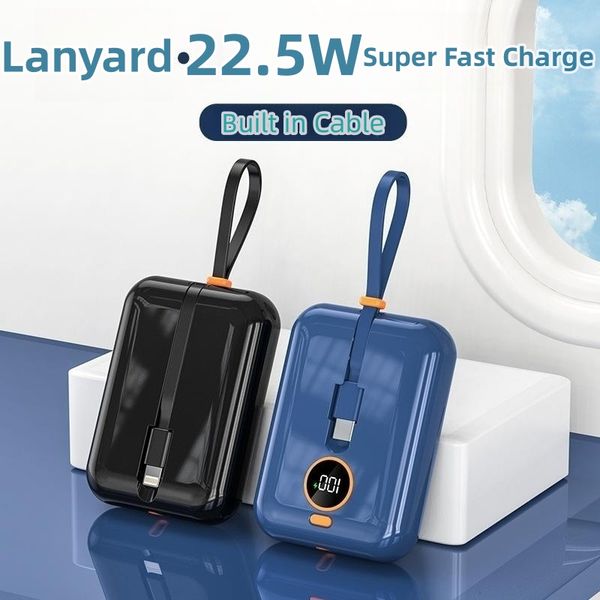 Mini Power Bank 20000mAh PD22.5W Type-C Fast Charging Poverbank for iPhone 14 Samsung S22 Huawei P50 Portable Charger with Cable