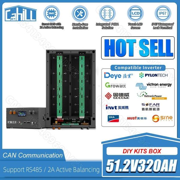 DIY Kits 48V 320ah LiFePO4 Battery Case 51.2V 280ah Box With 2A Active Balancing 16S 200A Smart BT Inverter BMS for Solar Energy
