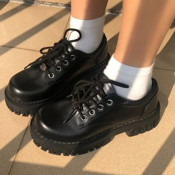 Summer Style Thick Bottom Small Leather Shoes American Japanese Mary Jane Womens Flats Cake Shoes British Trend 250418