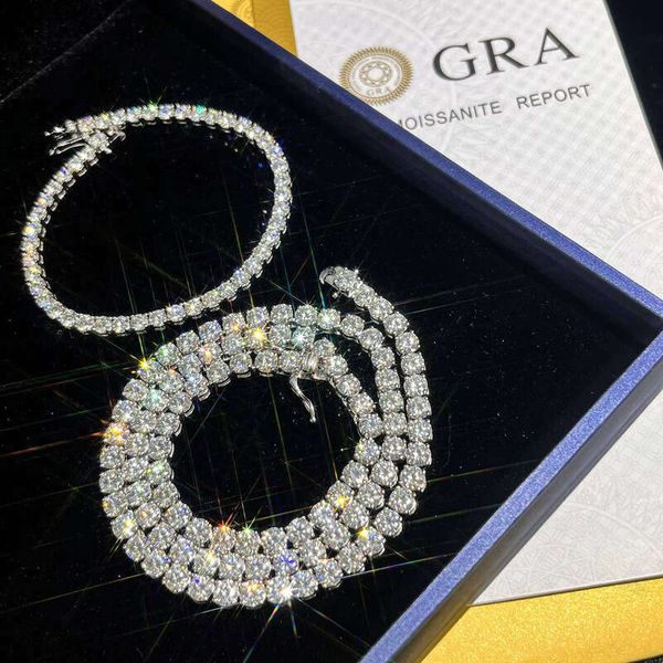 Ready to Ship Sier 3mm Chain Vvs Moissanite 6-9 Inch Tennis Bracelet Iced Out Jewelry Hiphop Man