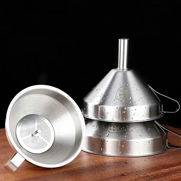Stainless Steel Funnel Kitchen Oil Liquid Metal with Detachable Filter Wide Mouth for Canning Tools 251103