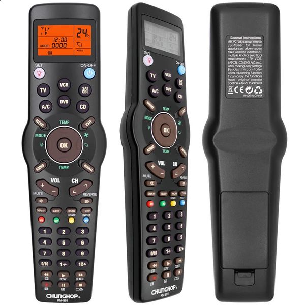 Multifunctional 6-in-1 universal learning remote control suitable TV/set-top box/air conditioner/CD/DVD/audio CHUNGHOP RM-991 250417