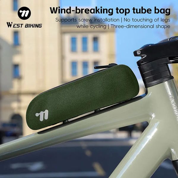 WEST BIKING Bike Top Tube Bag TPU Cycling Front With Screws or Straps Waterproof Windproof Gravel Road Frame 260822