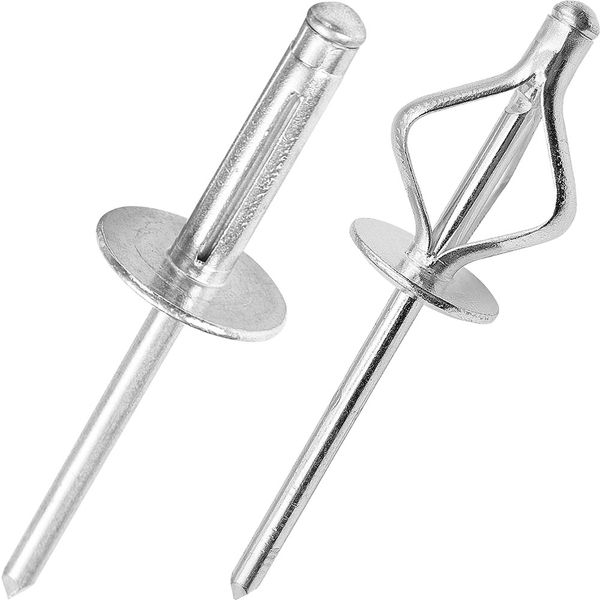 50Pcs Tri-Fold Silver Aluminum Large Head Blind Rivets, Tri Grip Exploding Assortment Bulb Style Pop Rivets for Automotive, Soft or Plastic Materials
50Pcs Tri-Fold Silver Aluminum Large Head Blind Rivets, Tri Grip Exploding Assortment Bulb Style Pop Rivets for Automotive, Soft or Plastic Materials