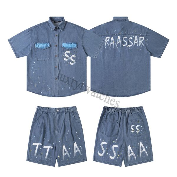 Mens Polo t shirt Designer Traapstars t shirts Womens Letter Pure Cotton shorts Printing Black White Summer Casual Short sleeve American retro denim shirt set, Blue
Mens Polo t shirt Designer Traapstars t shirts Womens Letter Pure Cotton shorts Printing Black White Summer Casual Short sleeve American retro denim shirt set, Blue