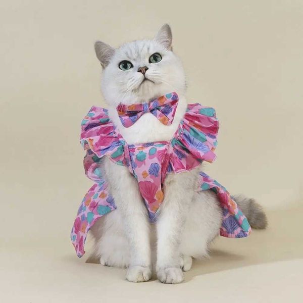Comfortable Cotton Cat Ruffle Dress Spring Summer Sleeveless Puppy Princess Skirt Breathable Comfortable Pet Dress PuppyM251125