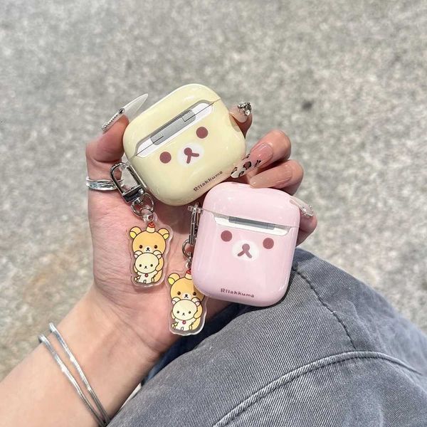 Cute Cartoon Rilakkuma Bear Earphone Case For Airpods 4 2 3 1 Pro 3 2 Wireless BT Headset Protective Cover With PendantW251125