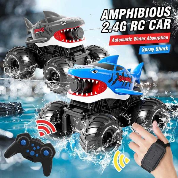RC Car Amphibious 24G Cross-country Water Gun Car 10M Long Range Automatic Water Absorption Remote Control Tank 150ml ToysW251125