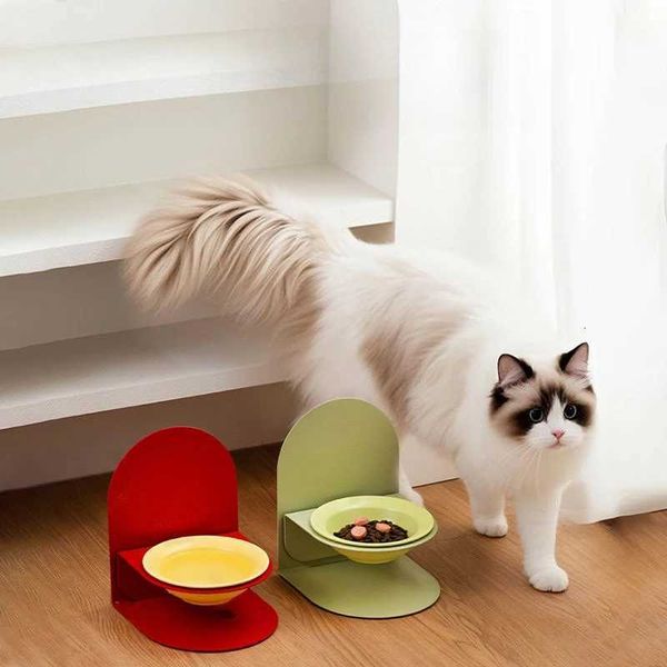 Luxury Adjustable height pet slow food bowl ceramic cat and dog bowl with elevated dogfood bowl rackbracket universalfor catwater bowls Y251125