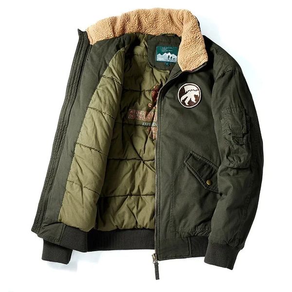 Winter Men Jackets Casual Loose Male Outerwear Bomber Coats Thickened and Flannel Thicker Warm Workwear Parkas
