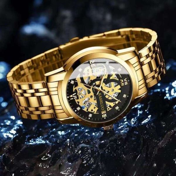 New Automatic Men's Watch Waterproof Calendar Luminous Tourbillon Trendy Skeleton Design Non-Mechanical
