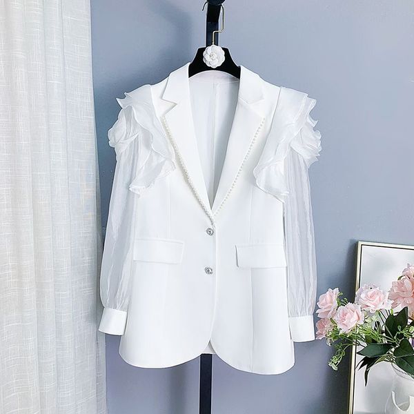 014-Women's white summer coat casual outfit, Orange 
014-Women's white summer coat casual outfit, Orange