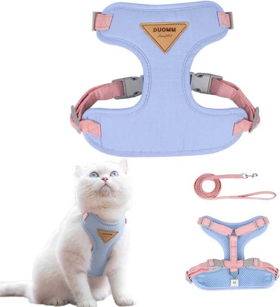 Adjustable Kitten Harness Leash Set Escape Proof Breathable Cat Harness and Leash for Walking Outdoor Easy Control Pet SuppliesM251126