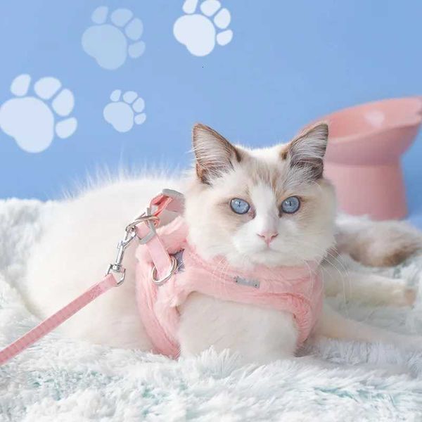 Furry Winter Cat Dog Vest Dog Harness Chest Back Set Cute Cat Walking Lead Vest Small Dogs Bichon Pet Plushes Cat Dog ProducM251126