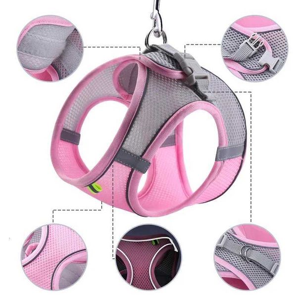 Cat Dog Harness Vest Chest Rope Set Reflective Breathable Adjustable Pet Harness for Small Medium Dogs Outdoor WalkingM251126