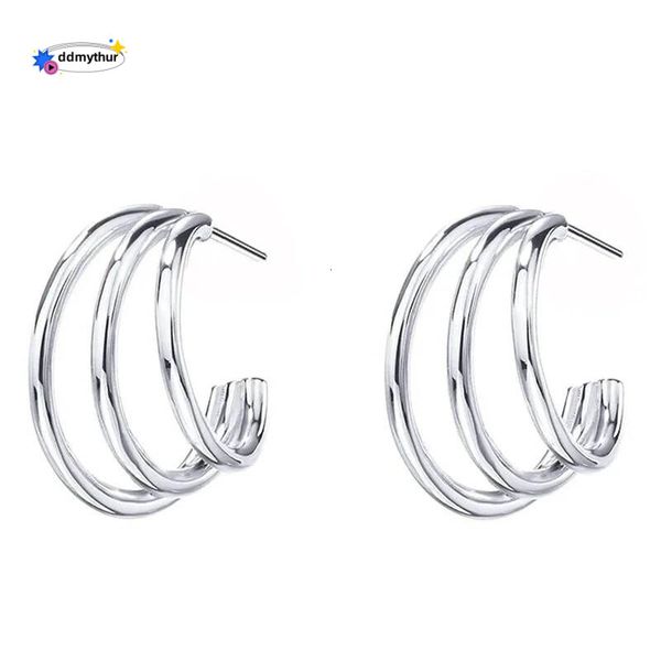 Huitan Low-key Glossy Hoop Earrings for Women Metal Exquisite Trendy Daily Wearable Accessories Aesthetic Graceful Party Jewelry ddmythur ddmythur