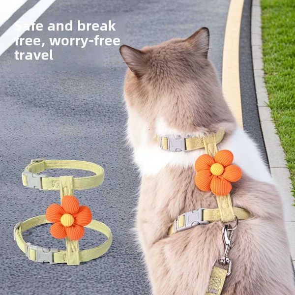 Cat Harness Leash Set Adjustable Puppy Harness Vest Escape Proof Kitten Chest Strap Chihuahua Pug Outdoor Walking Lead LeashM251126