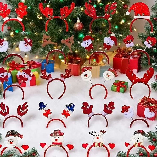 Christmas Headbands 6/12PCS Random Xmas Headband Christmas Hat Hairpin for Party Favors Holiday Classroom SuppliesM251127