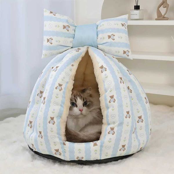 2026 New Cute Cat Bed Enclosed All-Season Pet Bed for Cats Small Dogs Nest Soft Skin-Friendly Fabric Comfortable Puppy HouseM251127