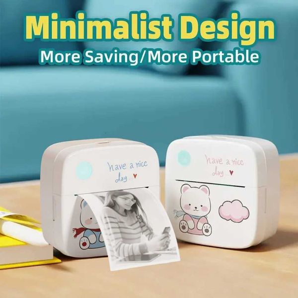 1200mAh Mini Printers Wireless Label Maker Printer 57mm Thermal Stickers Printer For School He Text Photo Printing H251127