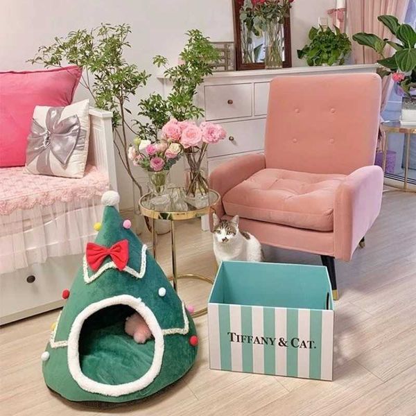 Christmas Cat Nest Winter Warm Closed Thickened Christmas Net Red Cat Nest Cat Small DogM251127
