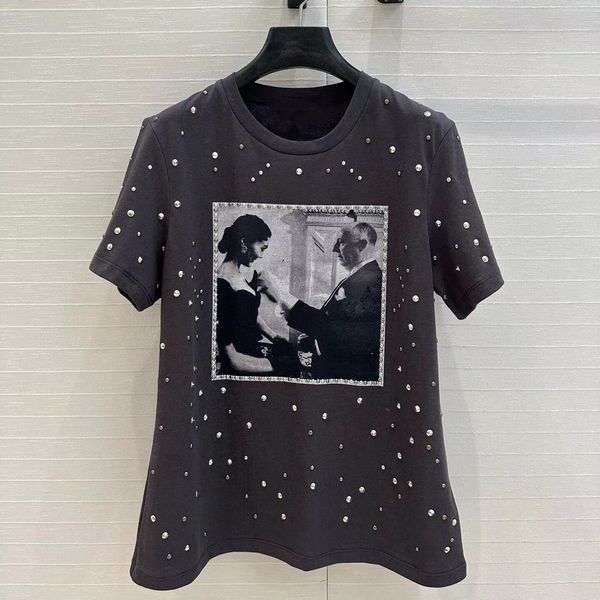 high quality womens brand retro style tshirts highend women luxury rhinestone decoration tees original printed design female casual top, Black
high quality womens brand retro style tshirts highend women luxury rhinestone decoration tees original printed design female casual top, Black
