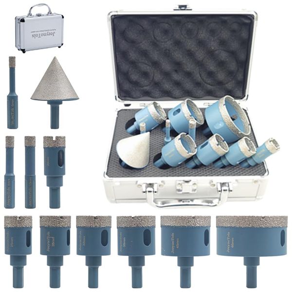 11pcs Diamond Hole Saw Drill Bit, Trangle Shank, Durable & Higher Quality 6/8/10/20/25/28/32/35/45/65 mm drill Bit & 50mm Beveling Chamfer Bit For Ceramic Tile Marble Porcelain
11pcs Diamond Hole Saw Drill Bit, Trangle Shank, Durable & Higher Quality 6/8/10/20/25/28/32/35/45/65 mm drill Bit & 50mm Beveling Chamfer Bit For Ceramic Tile Marble Porcelain