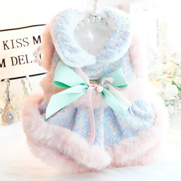 Dog Clothing Winter Thickened Cat Princess Dress Color Tow Dog Double-layer Skirt Fashion Design Warm Dog Coat M251128